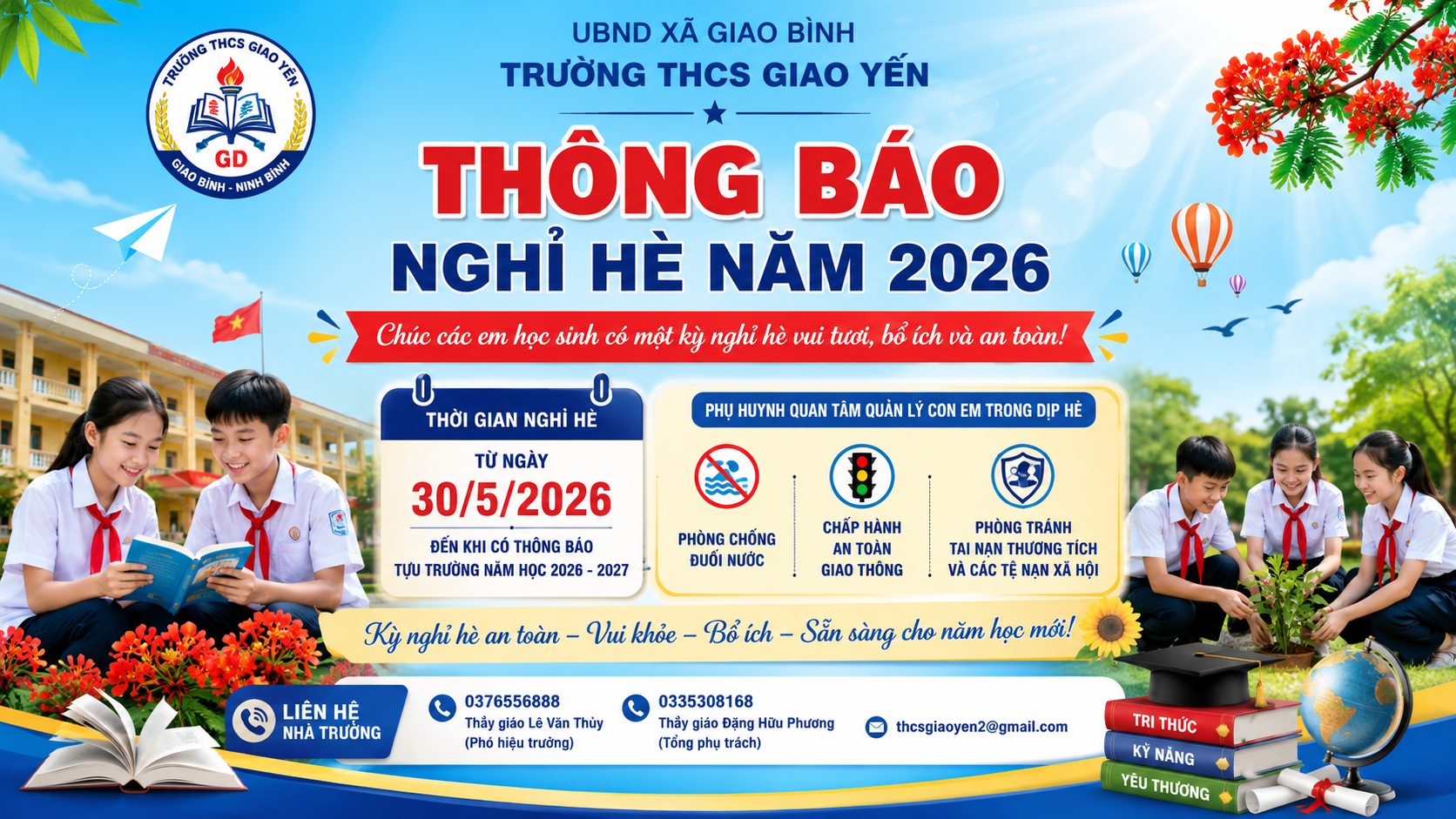 Thông báo lịch nghỉ hè của học sinh năm 2026