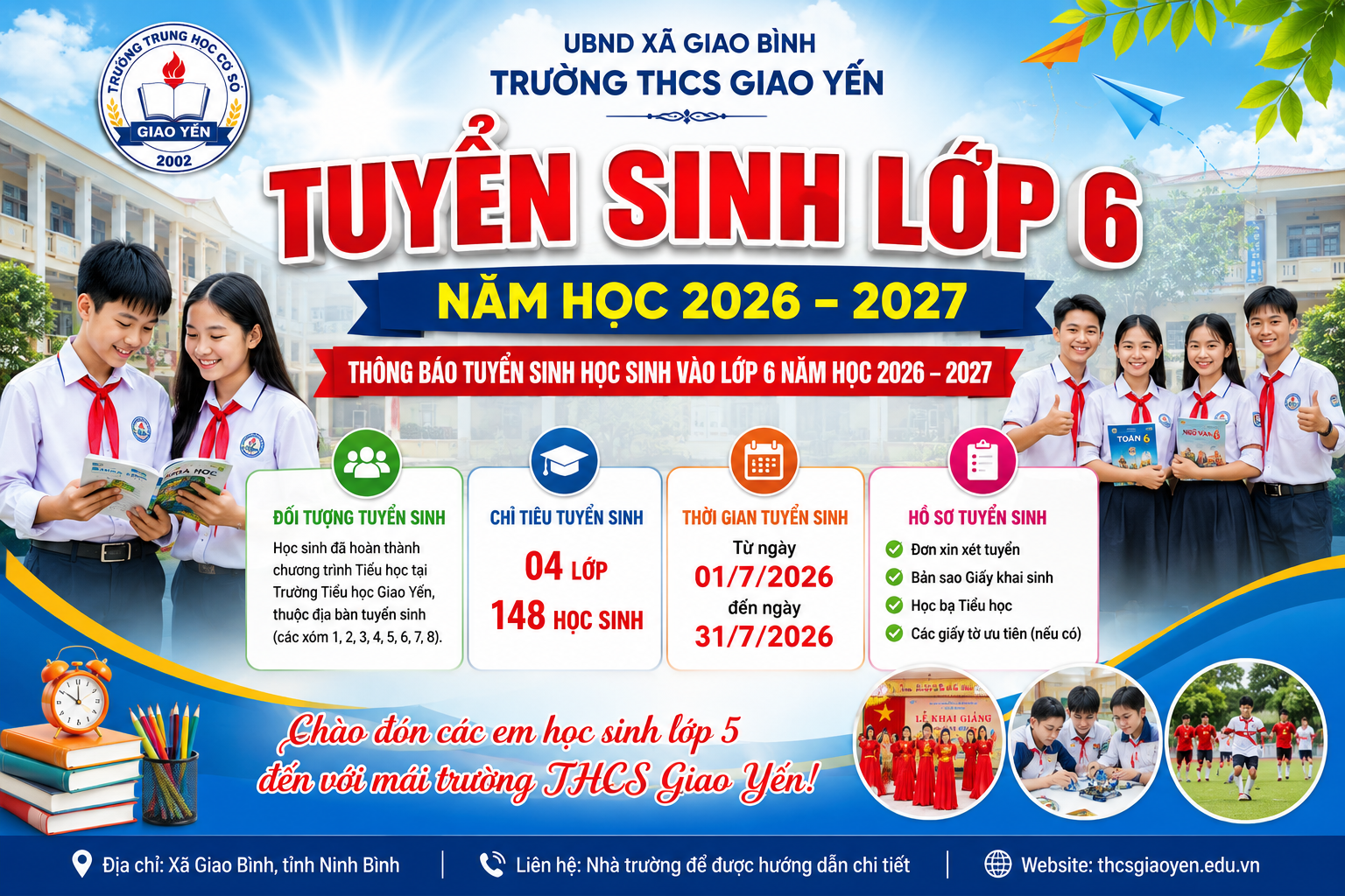 Kế hoạch tuyển sinh lớp 6 năm học 2026-2027